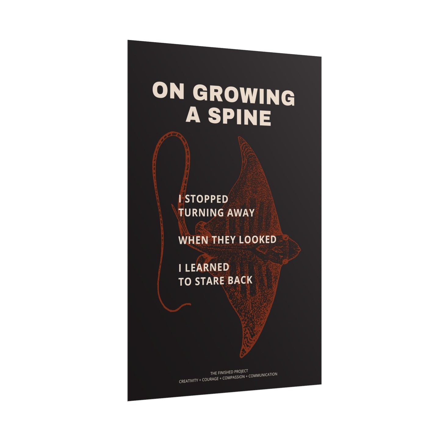 "On Growing a Spine" Poetry Poster - Vertical Matte Art Print, 24x36 or 12x18| The Finished Project