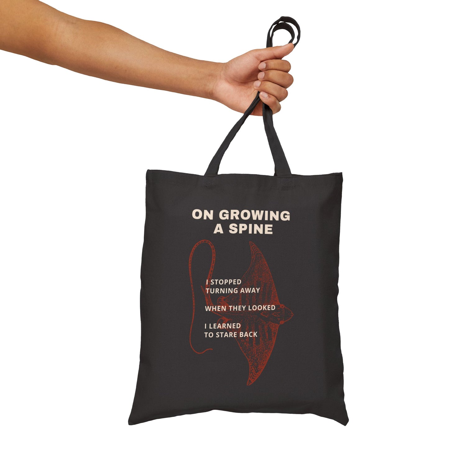 On Growing a Spine Poetry + Art Canvas Tote Bag