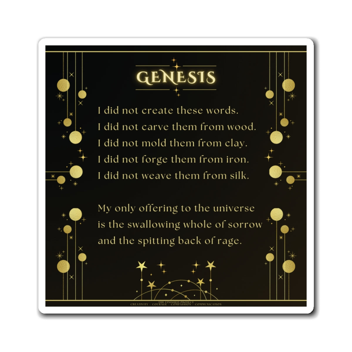 "Genesis" Poetry Magnet - 3x3" Matte Vinyl Magnet | The Finished Project