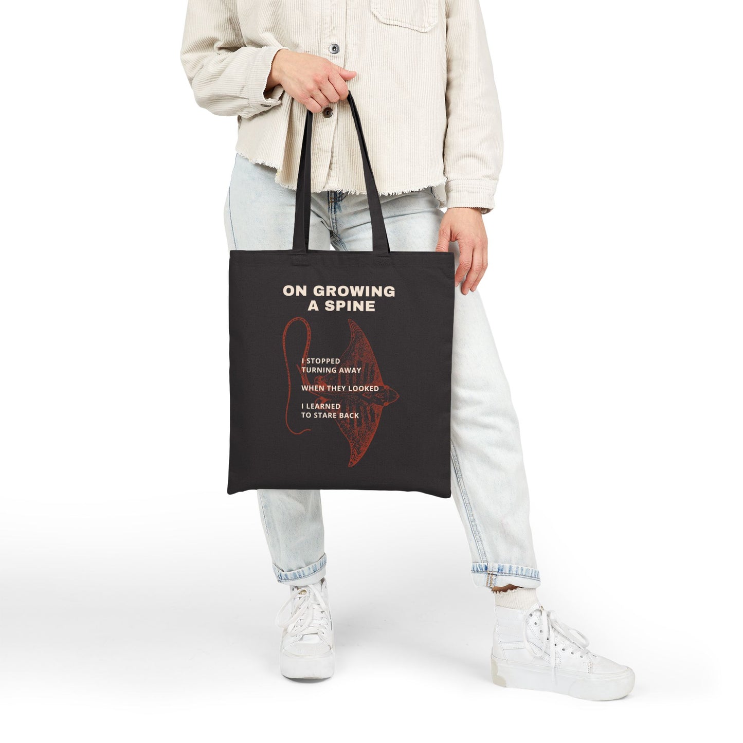On Growing a Spine Poetry + Art Canvas Tote Bag