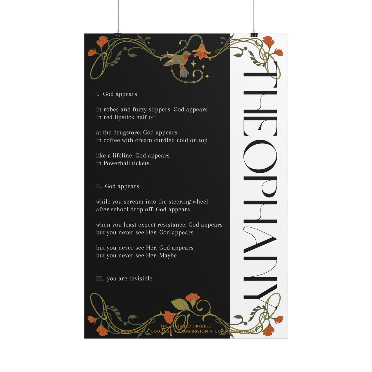 "Theophany" Poetry Poster - Vertical Matte Art Print, 24x36 or 12x18 | The Finished Project