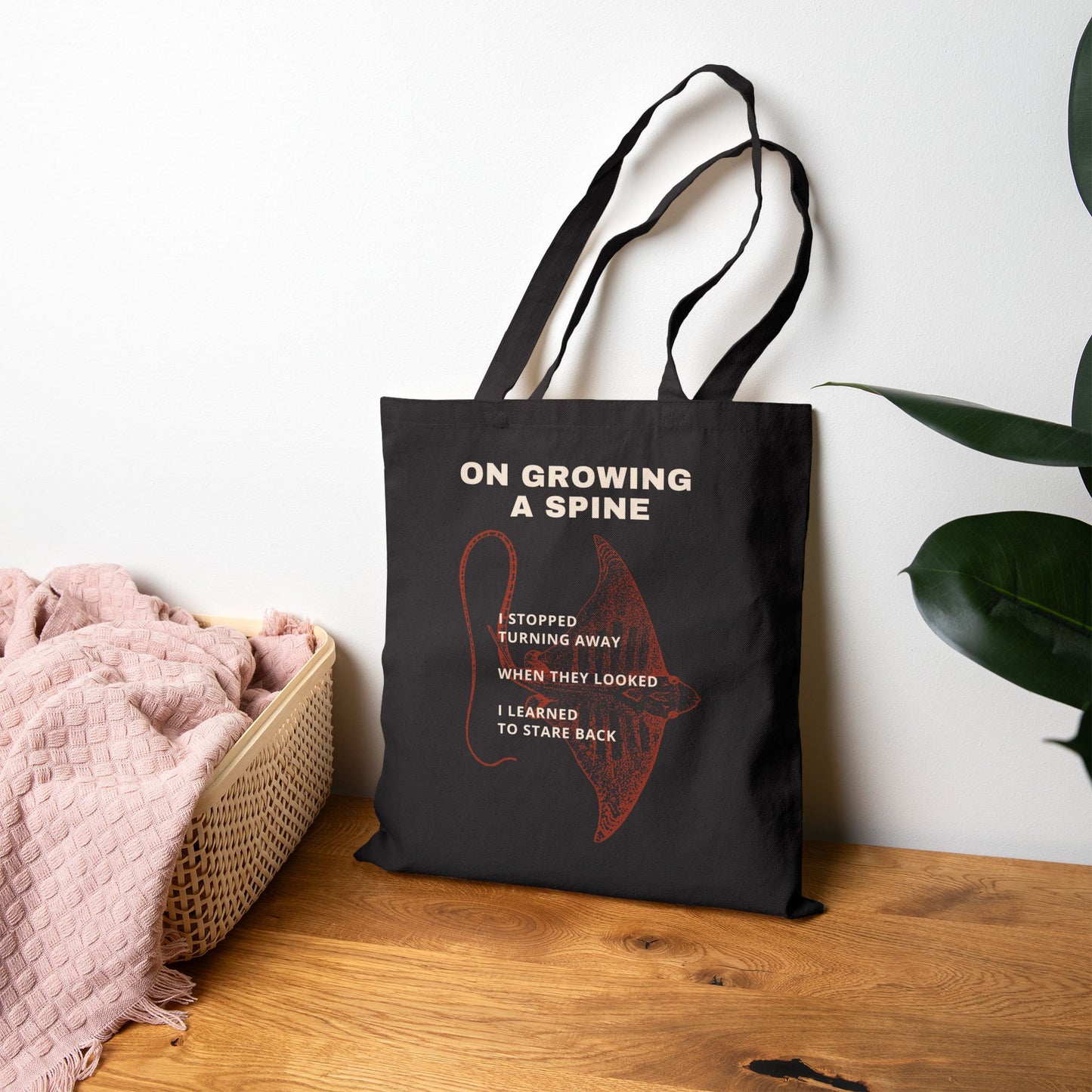 On Growing a Spine Poetry + Art Canvas Tote Bag