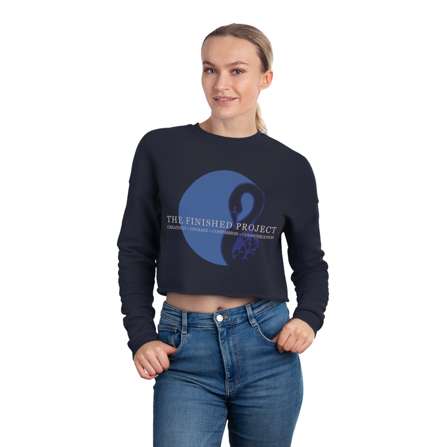 The Finished Project Logo Cropped Crewneck Sweatshirt — Cotton/Poly Blend, Sizes S-XL | The Finished Project