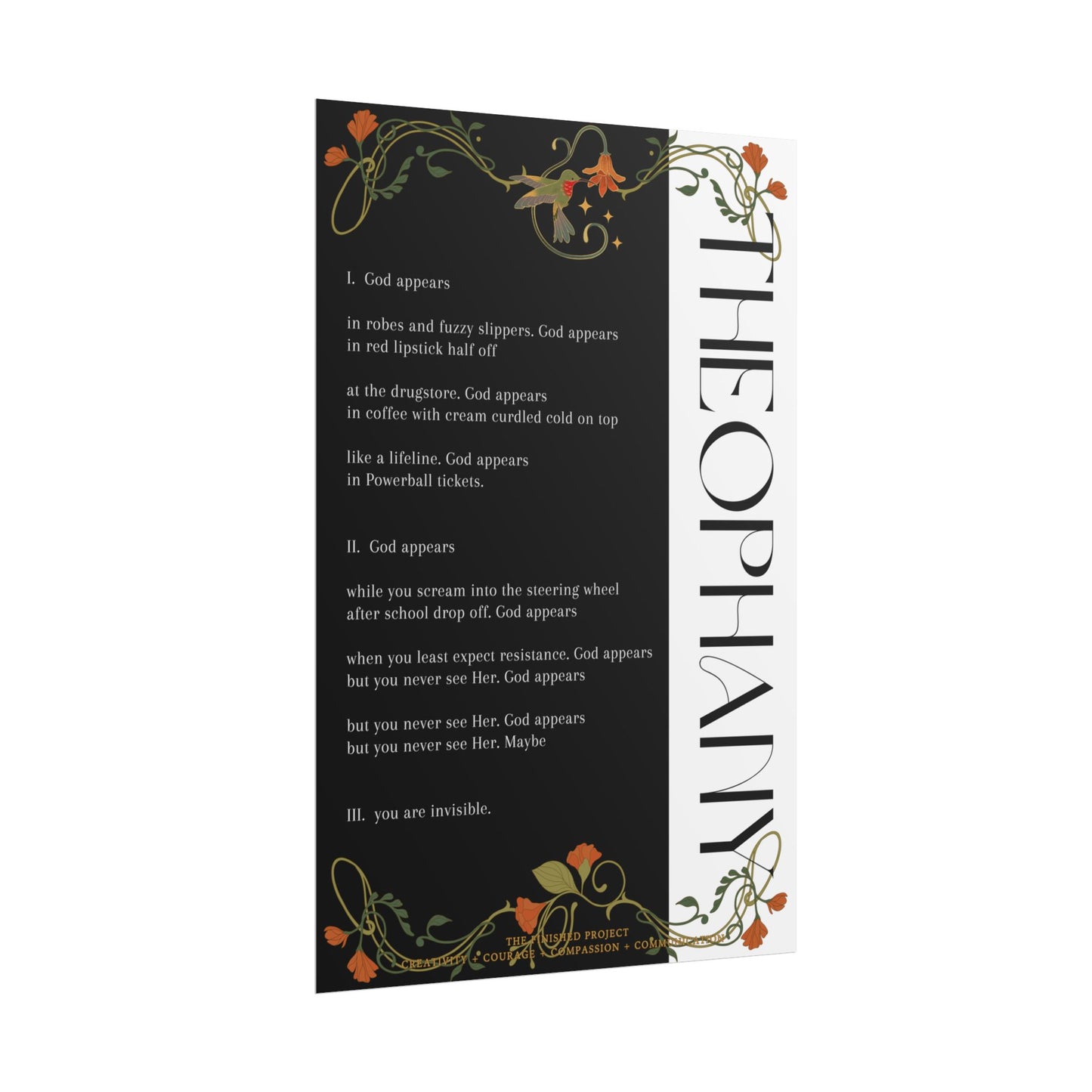 "Theophany" Poetry Poster - Vertical Matte Art Print, 24x36 or 12x18 | The Finished Project