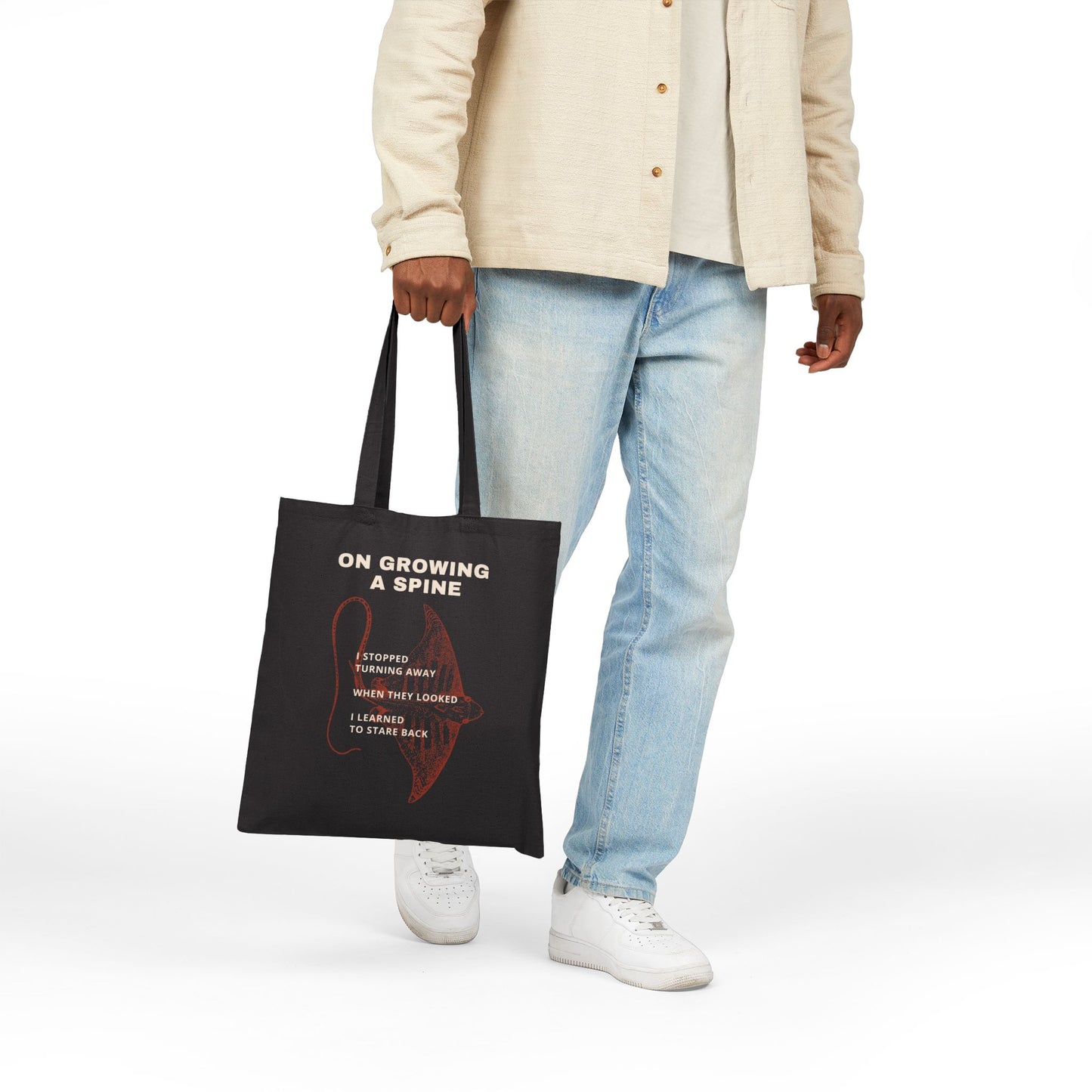 On Growing a Spine Poetry + Art Canvas Tote Bag