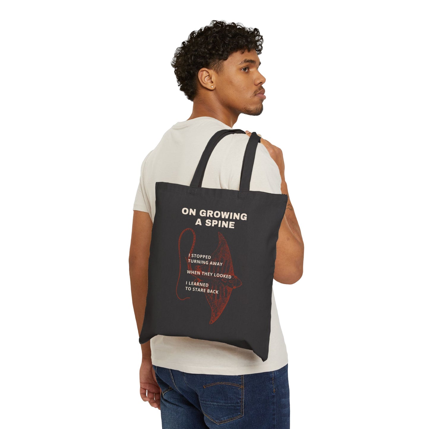 On Growing a Spine Poetry + Art Canvas Tote Bag