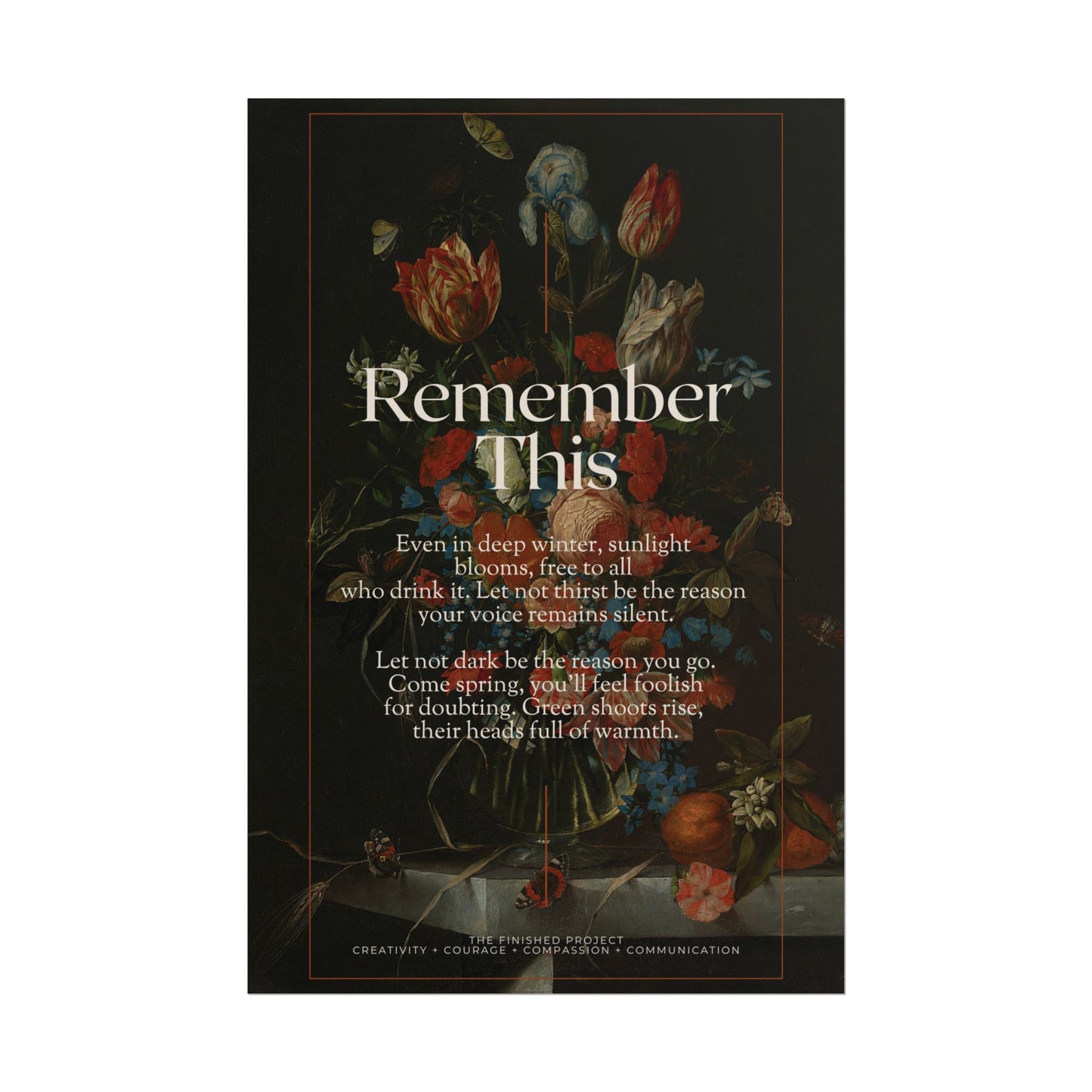 "Remember This" Poetry Poster - Vertical Matte Art Print, 24x36 or 12x18 | The Finished Project