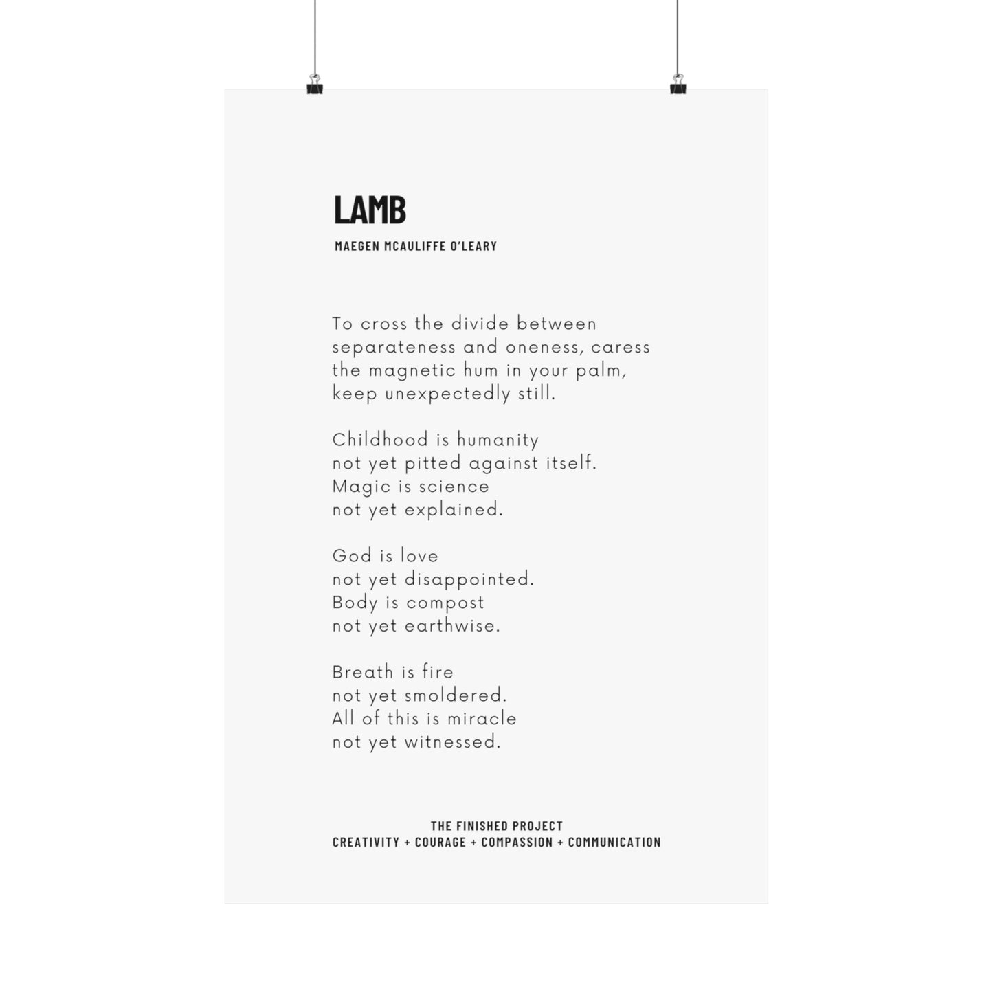 Lamb 24x36” Vertical Poetry Poster