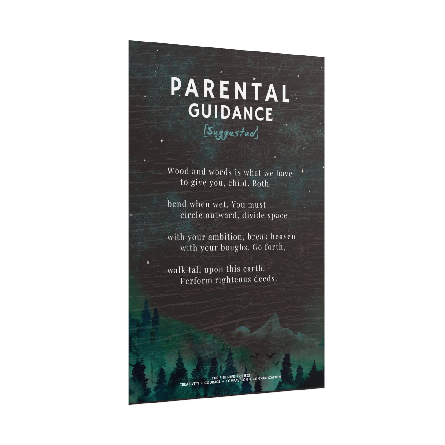 "Parental Guidance [Suggested]" Poetry Poster - Vertical Matte Art Print, 24x36 or 12x18 | The Finished Project