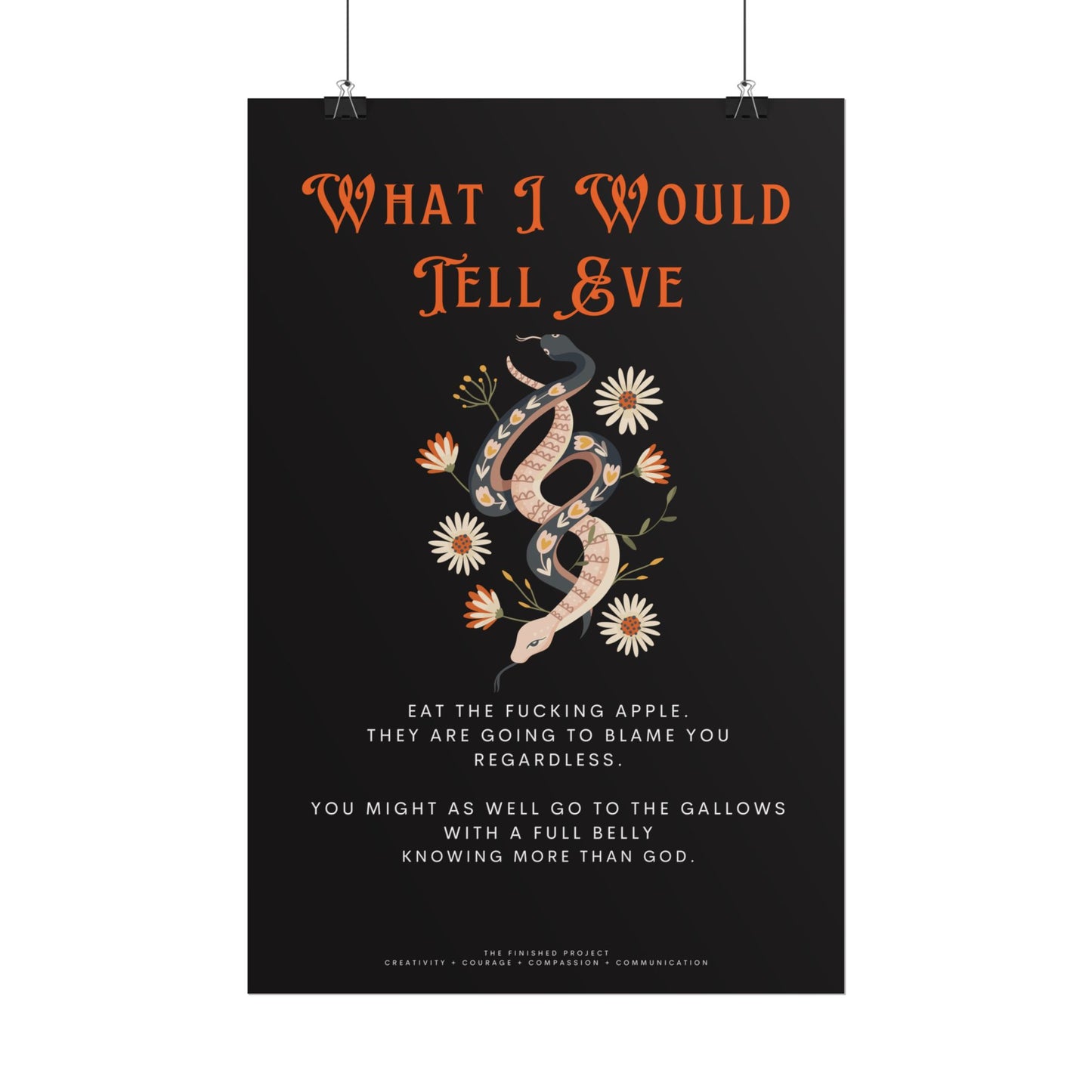 "What I Would Tell Eve" Poetry Poster - Vertical Matte Art Print, 24x36 or 12x18 | The Finished Project