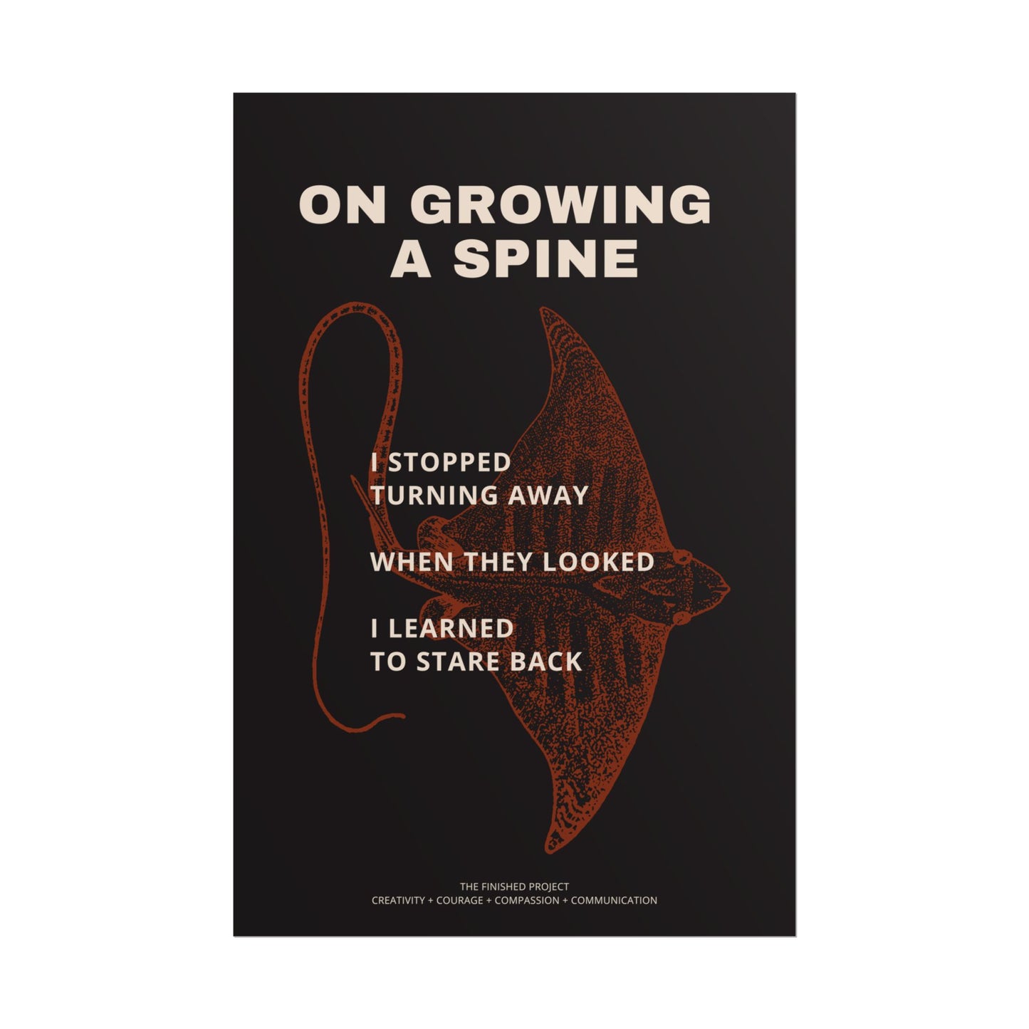 "On Growing a Spine" Poetry Poster - Vertical Matte Art Print, 24x36 or 12x18| The Finished Project