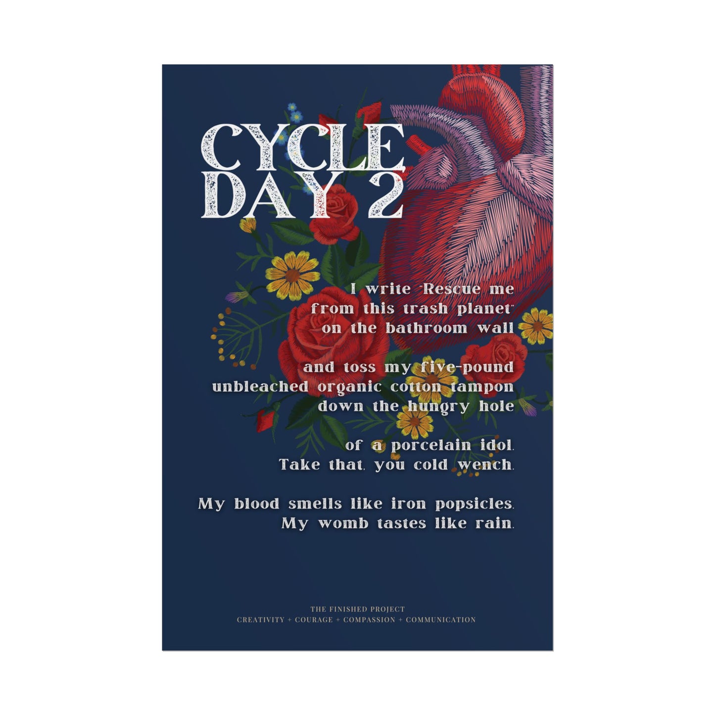 "Cycle, Day 2" Poetry Poster - Vertical Matte Art Print, 24x36 or 12x18 | The Finished Project