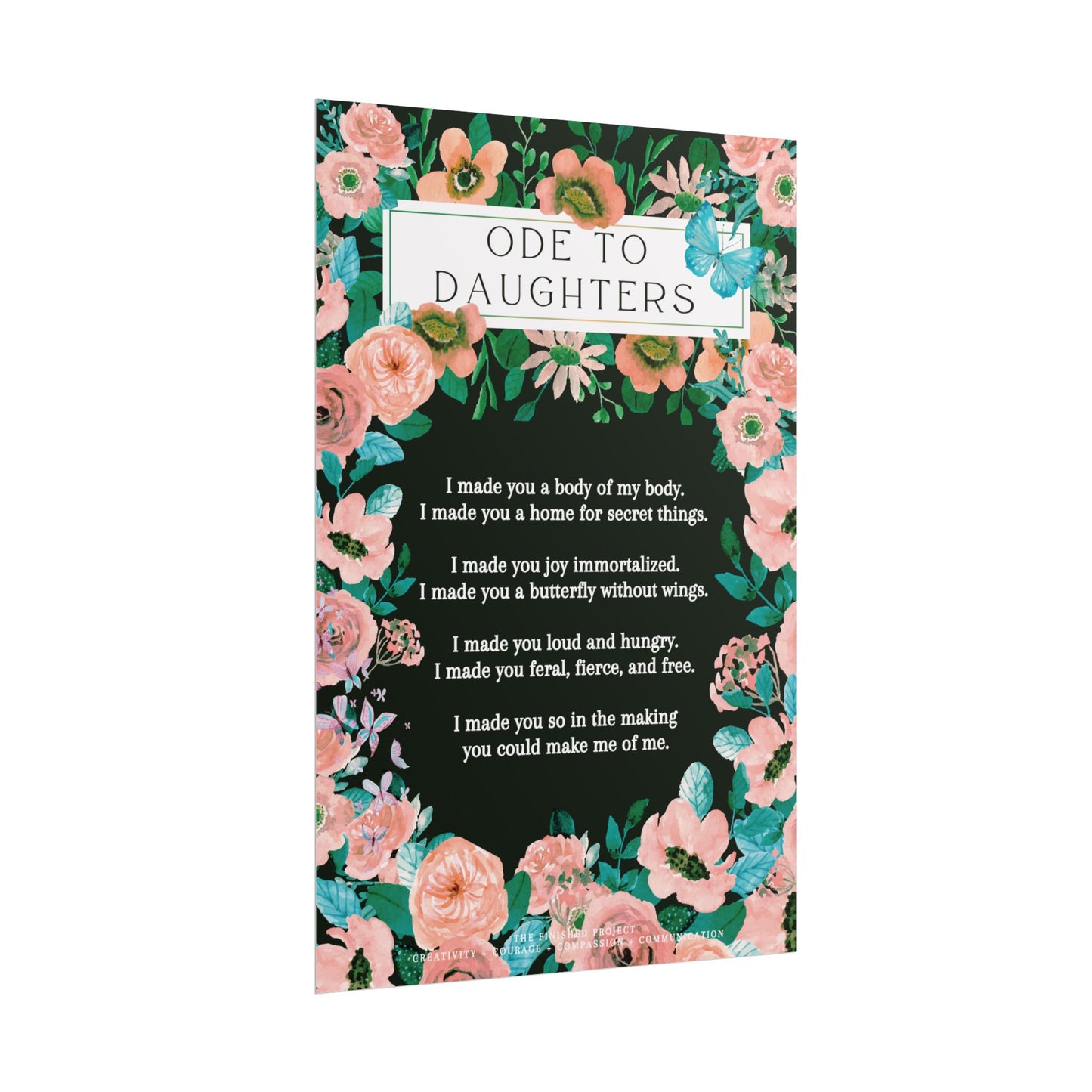 "Ode to Daughters" Poetry Poster - Vertical Matte Art Print, 24x36 or 12x18 | The Finished Project