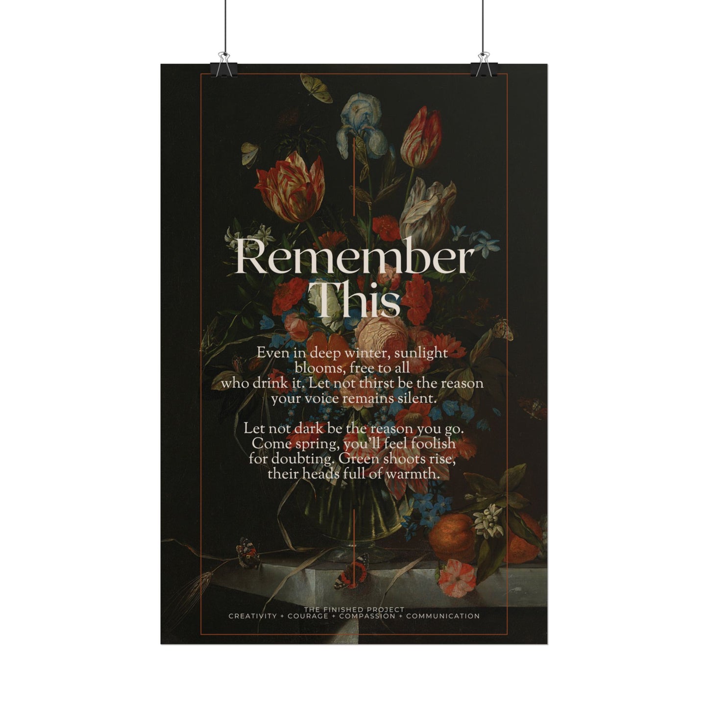 "Remember This" Poetry Poster - Vertical Matte Art Print, 24x36 or 12x18 | The Finished Project