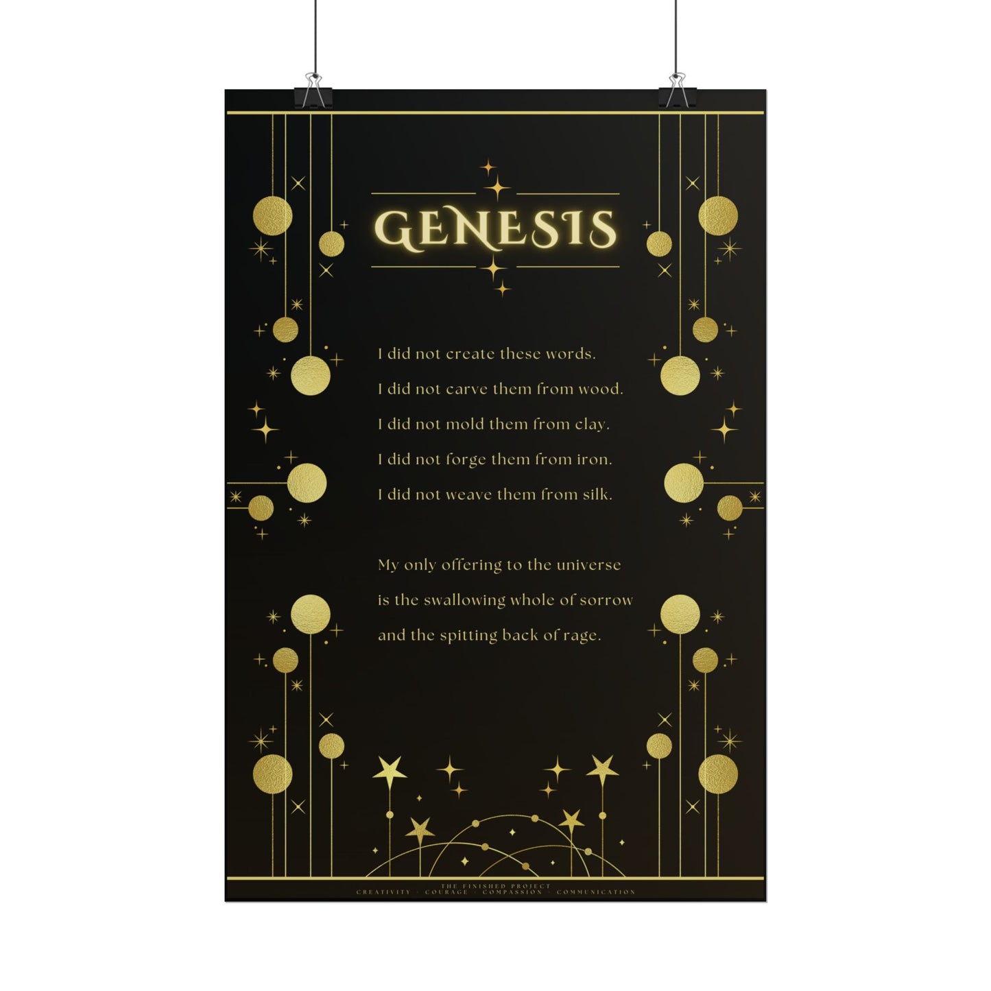 "Genesis" Poetry Poster - Vertical Matte Art Print, 24x36 or 12x18 | The Finished Project