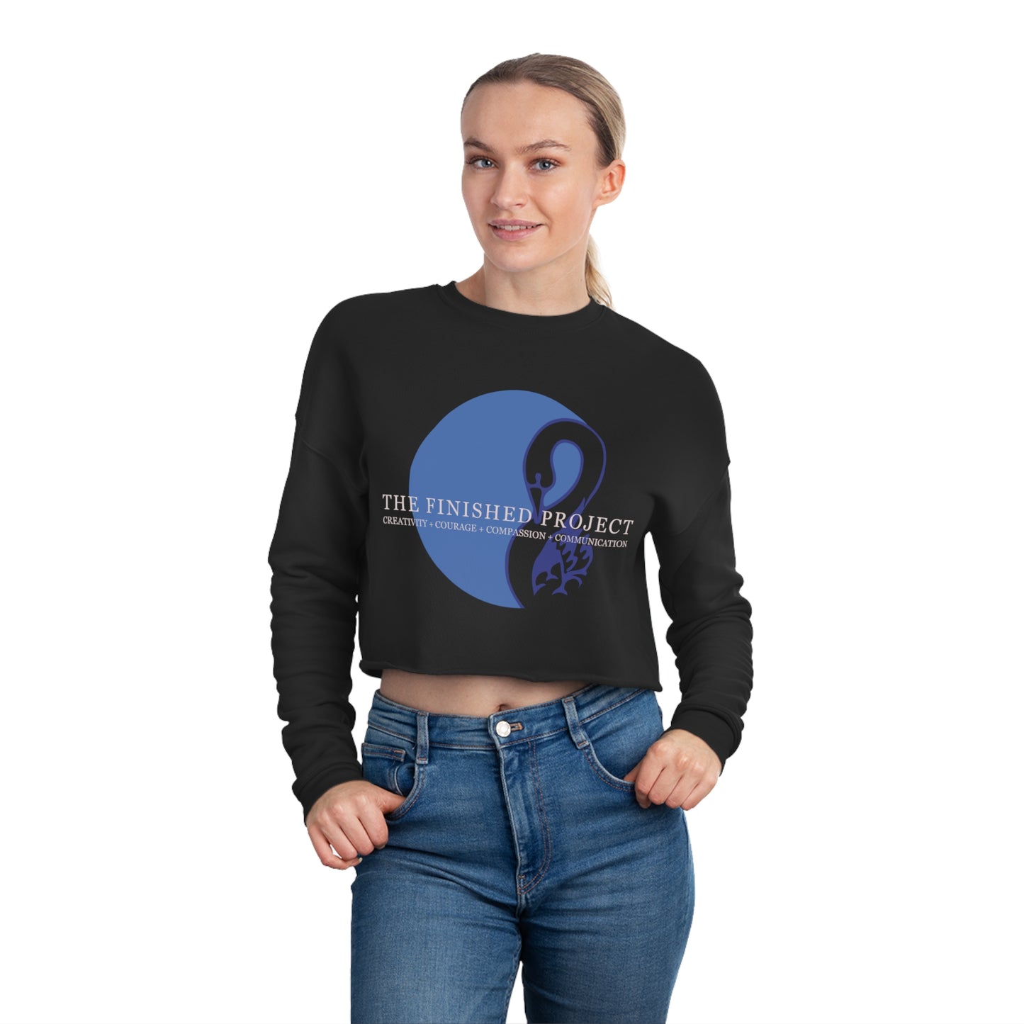 The Finished Project Logo Cropped Crewneck Sweatshirt — Cotton/Poly Blend, Sizes S-XL | The Finished Project