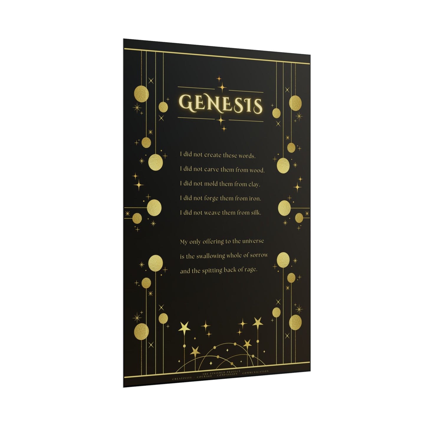 "Genesis" Poetry Poster - Vertical Matte Art Print, 24x36 or 12x18 | The Finished Project